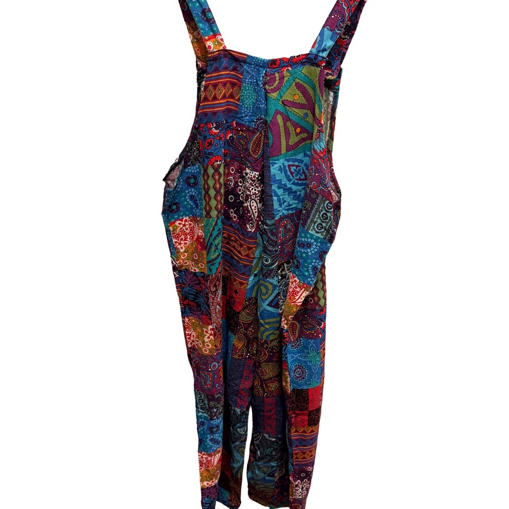 Colorful Patchwork Print Overalls Dress - Multicolor - Picture 7 of 9